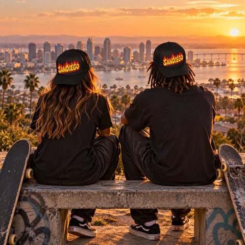 San Diego Flame Trucker Hat – Black