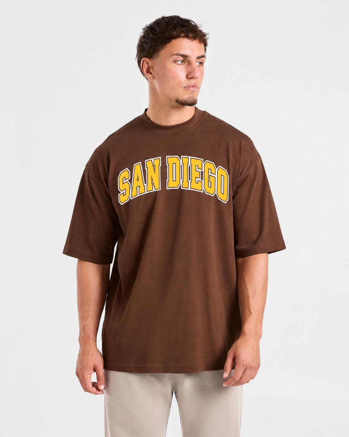 San Diego Varsity Oversized T-Shirt – Chocolate Brown