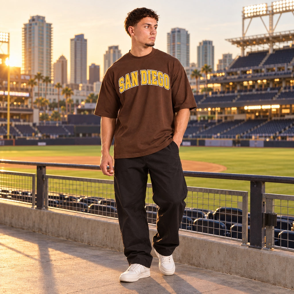 San Diego Varsity Oversized T-Shirt – Chocolate Brown