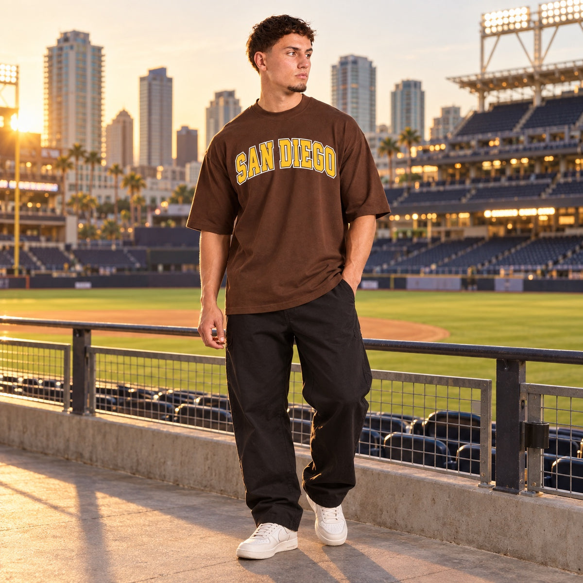 San Diego Varsity Oversized T-Shirt – Chocolate Brown